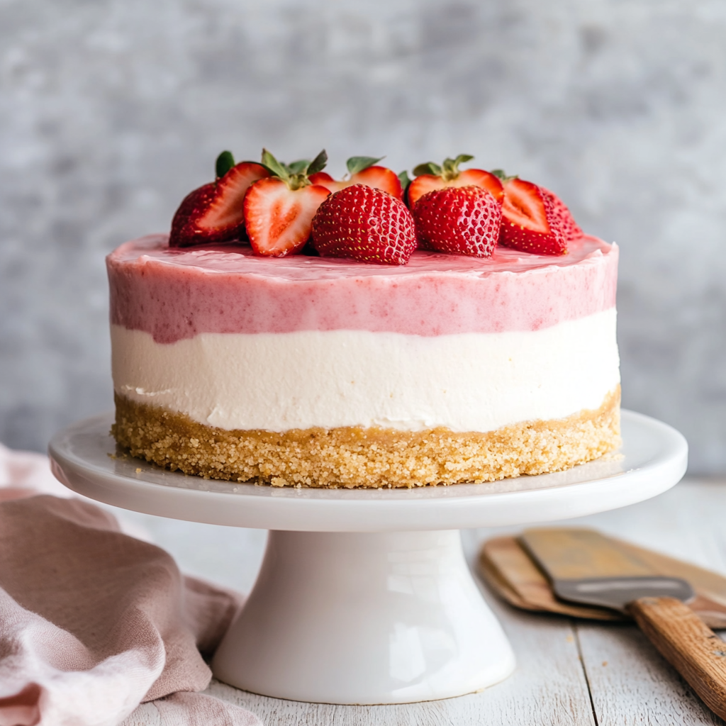 No Bake Rhubarb Cheesecake