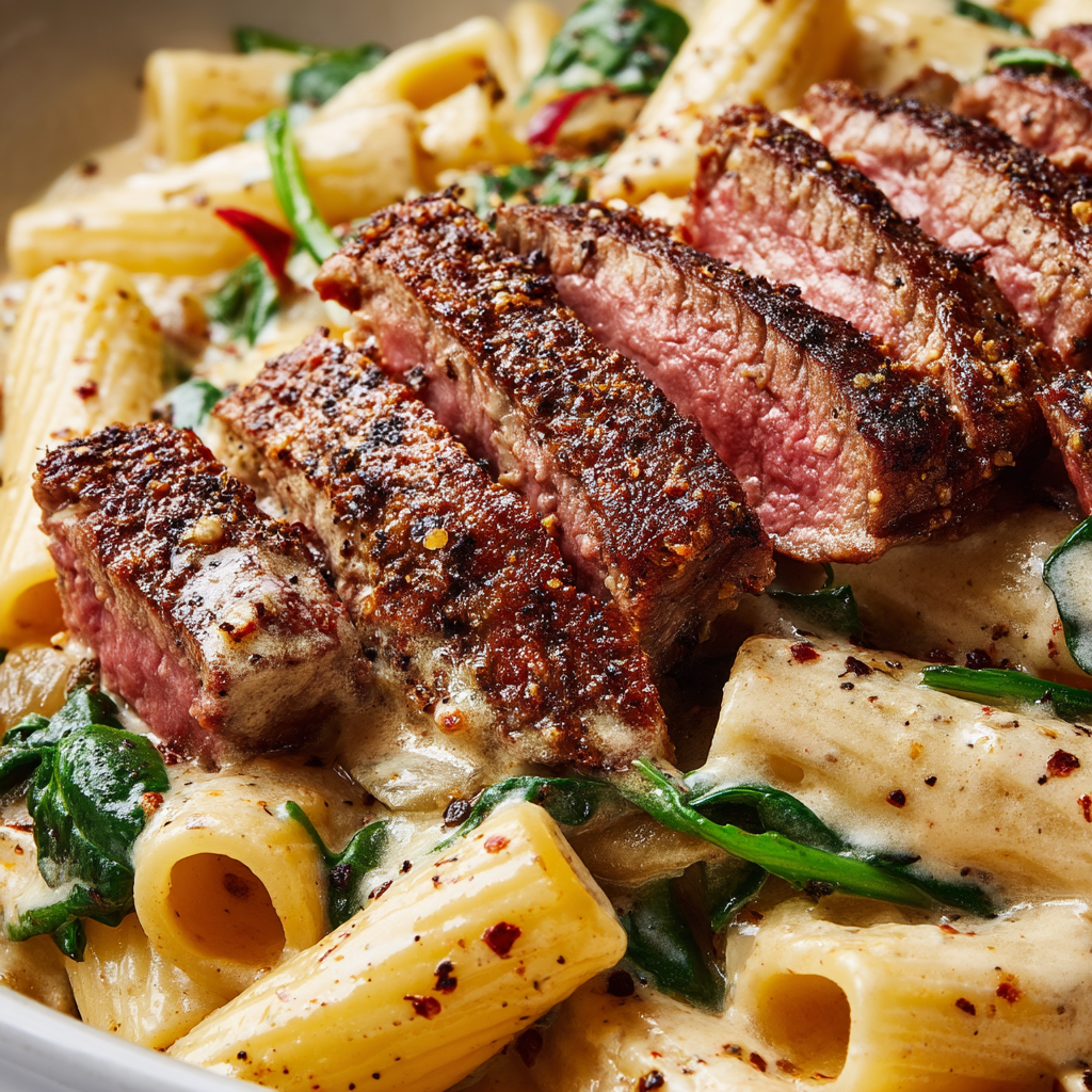 Creamy Ranch Steak & Mozzarella Garlic Butter Pasta