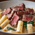 Creamy Ranch Steak & Mozzarella Garlic Butter Pasta