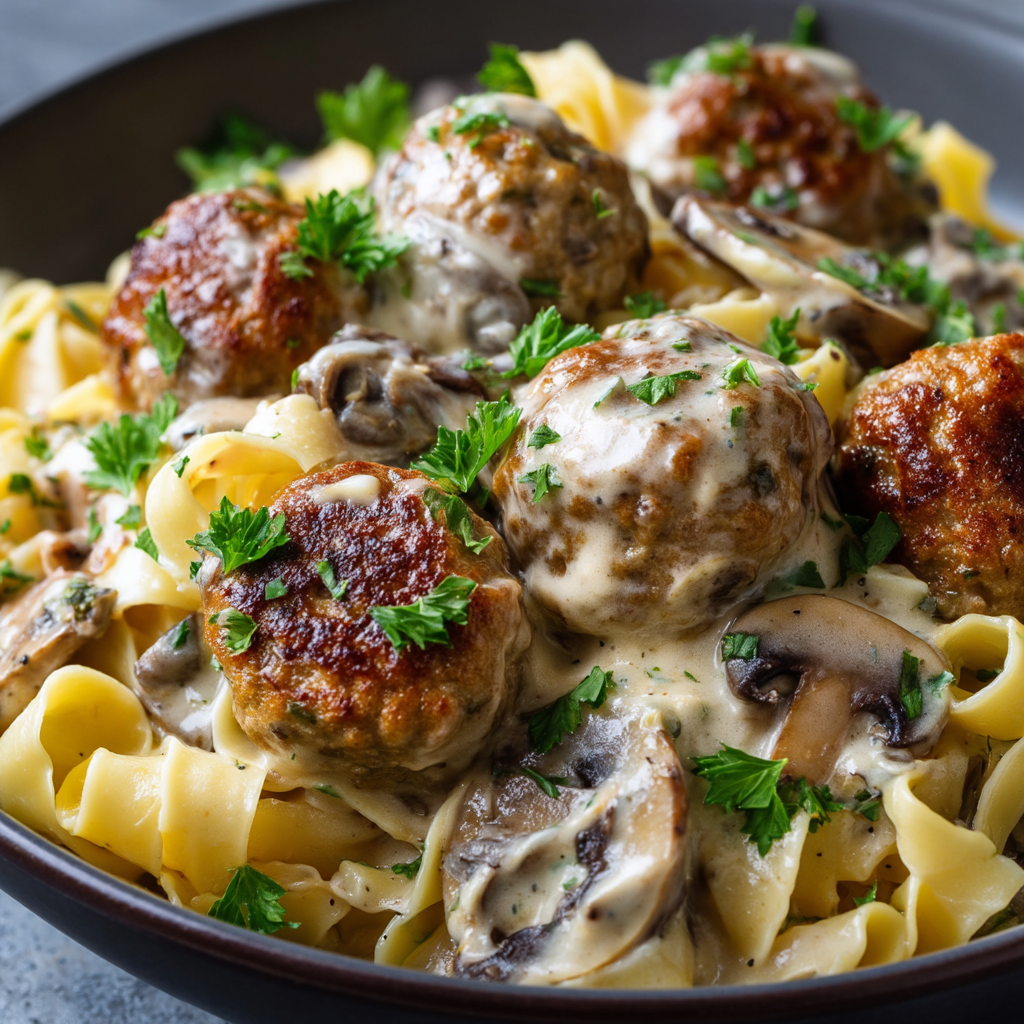 Creamy Mushroom Chicken Meatballs