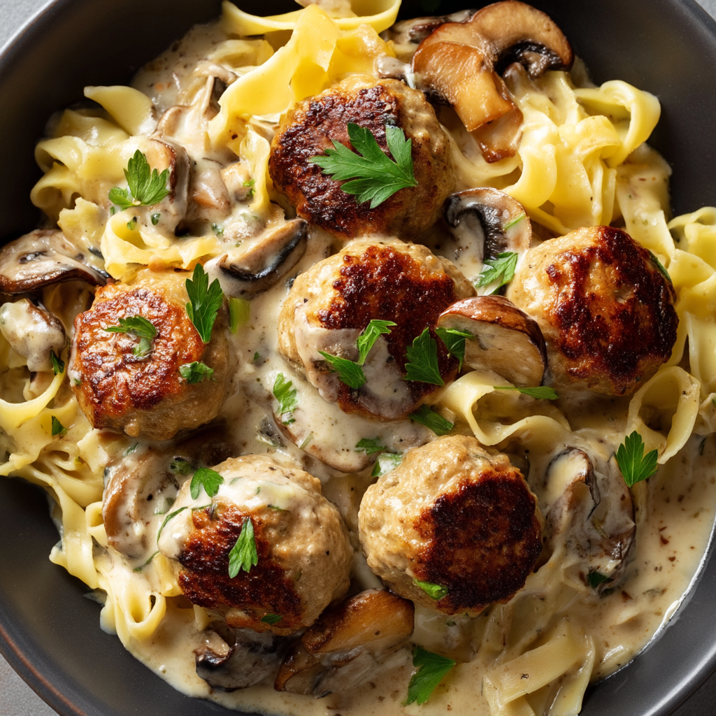 Creamy Mushroom Chicken Meatballs