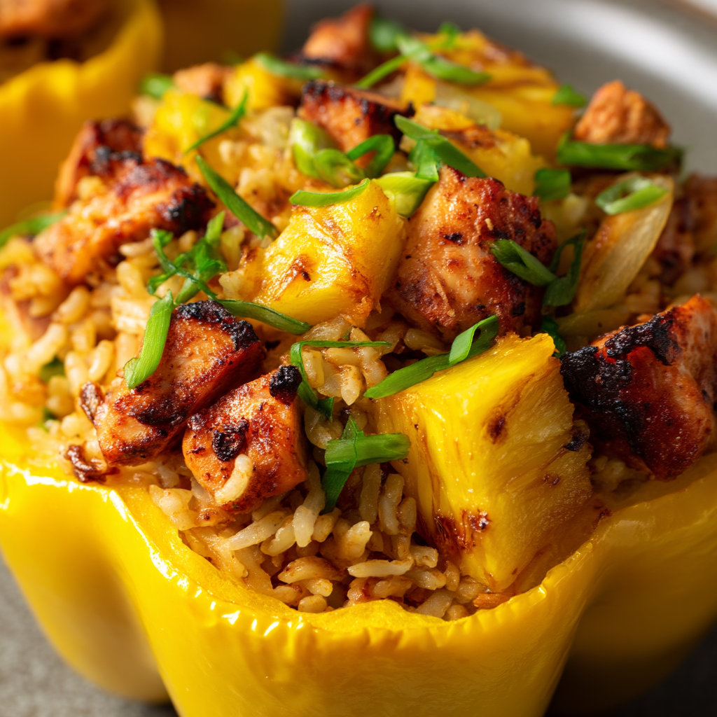 Teriyaki Pineapple Chicken & Rice Stuffed Peppers