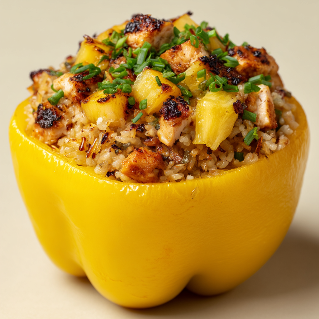 Teriyaki Pineapple Chicken & Rice Stuffed Peppers