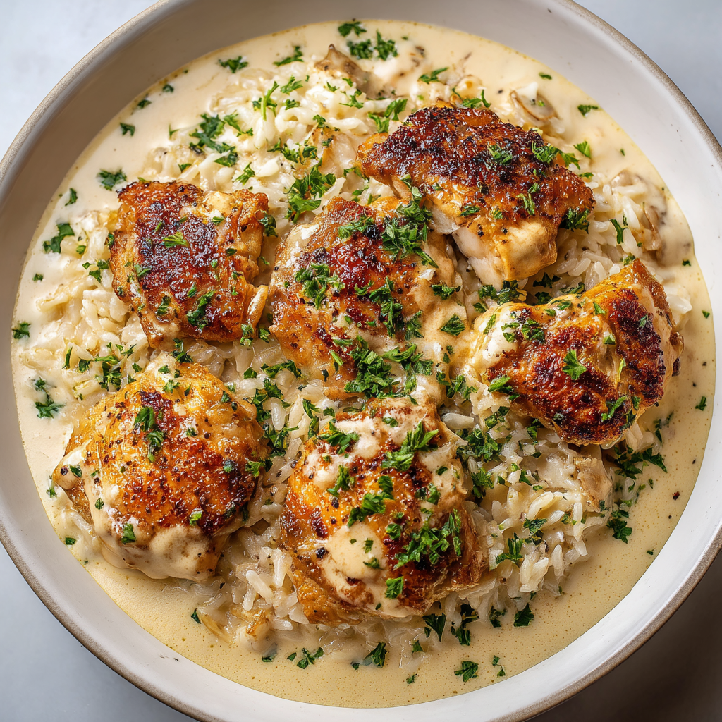 Creamy Smothered Chicken and Rice