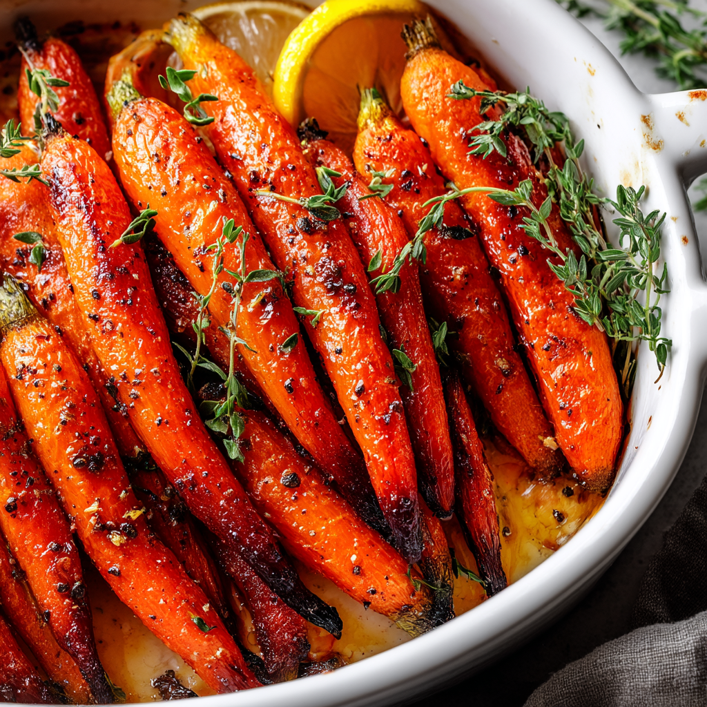 Tangy Lemon Garlic Roasted Carrots