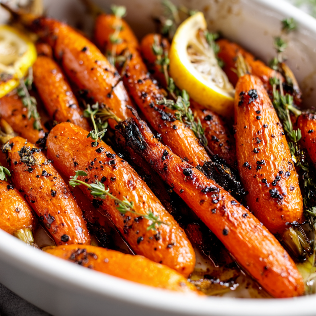 Tangy Lemon Garlic Roasted Carrots