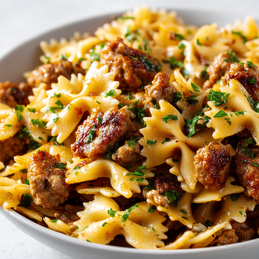 Cheesy Beef and Bowtie Pasta