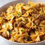 Cheesy Beef and Bowtie Pasta