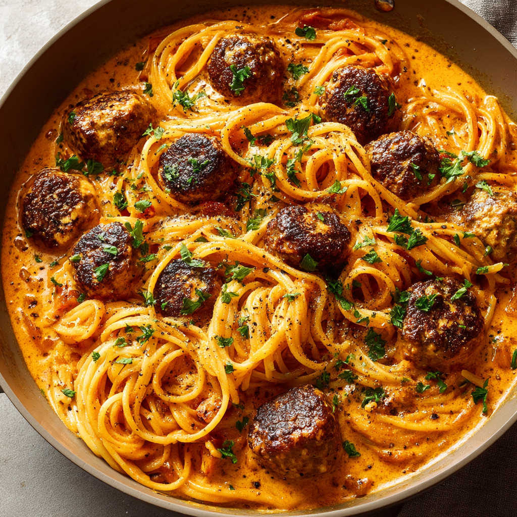 Creamy Spaghetti and Meatballs