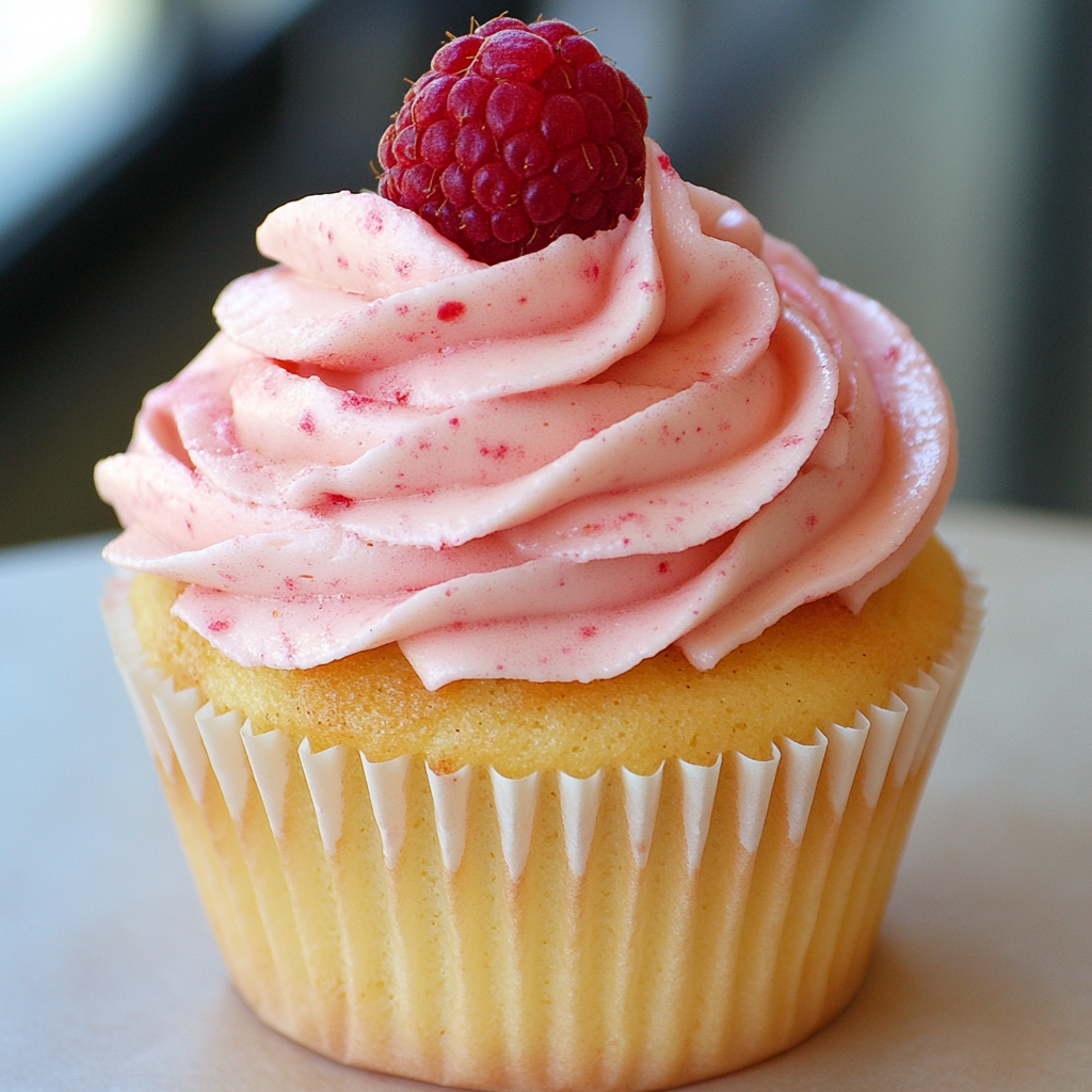Lemon Cupcakes with Raspberry Buttercream Frosting Recipe