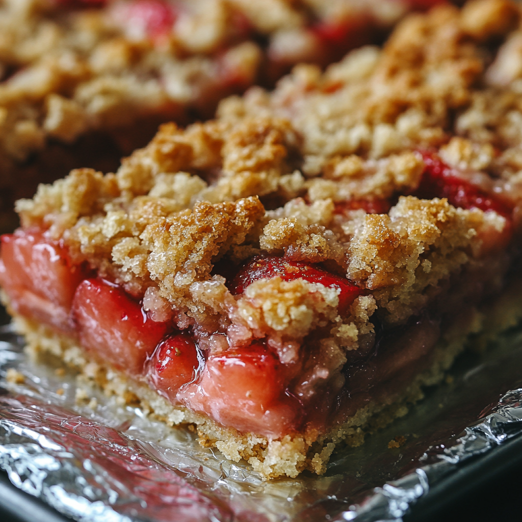 Strawberry Rhubarb Crisp Bars