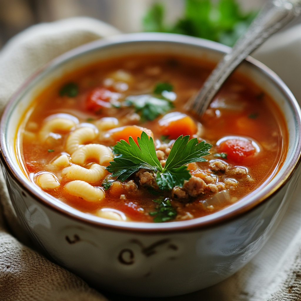 Hamburger Soup with Macaroni (Goulash Soup)