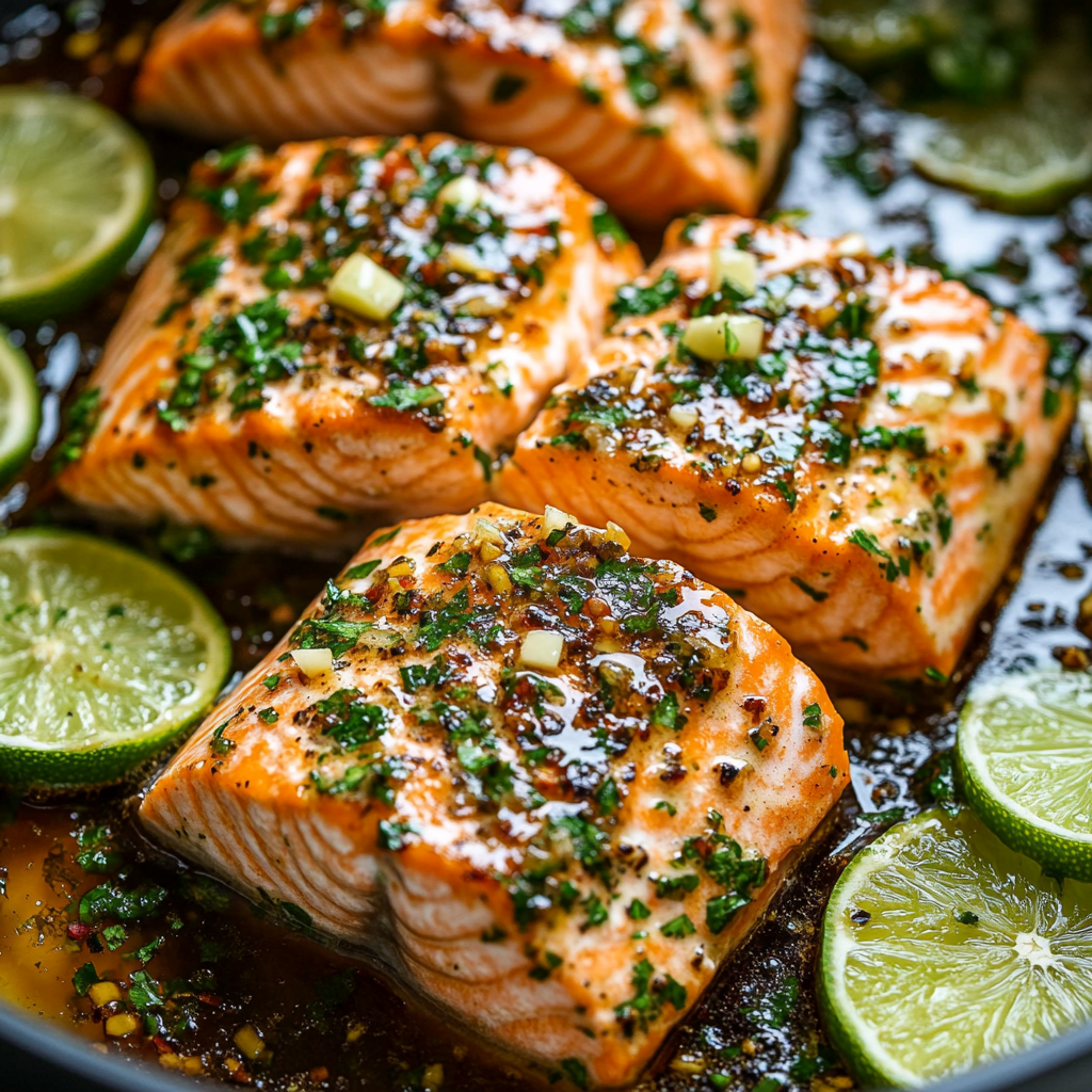 Baked Honey Lime Garlic Butter Salmon