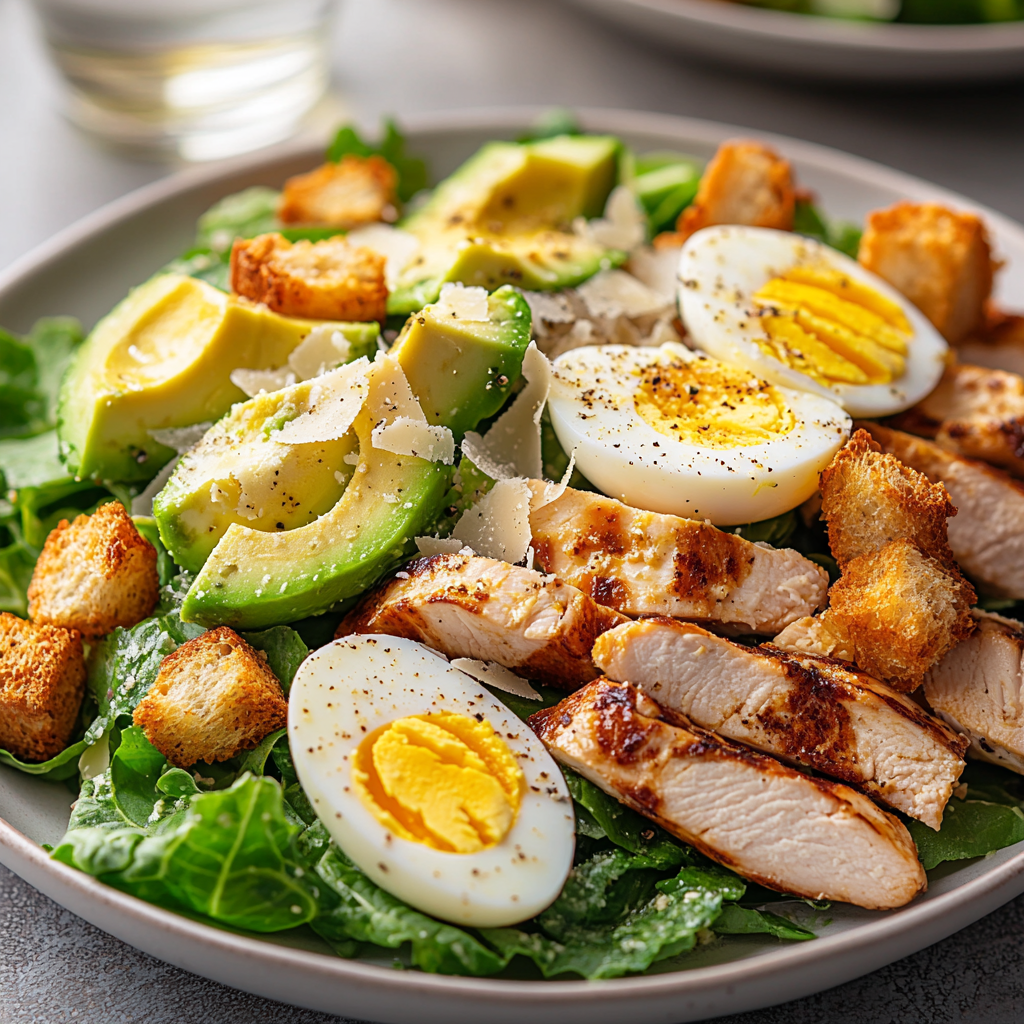Skinny Chicken and Avocado Caesar Salad