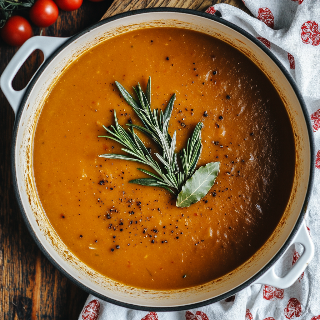 Creamy Roasted Tomato Soup with Basil