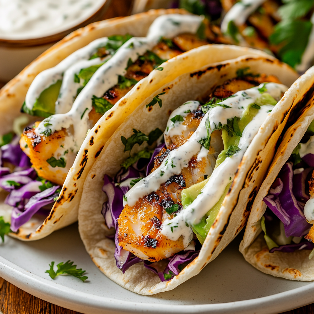 Fish Tacos with Lime Crema 6 Fish Tacos with Lime Crema