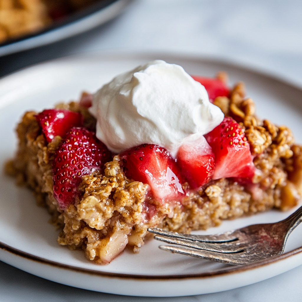 Strawberry Rhubarb Baked Oatmeal