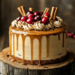Gingerbread Cake with Cinnamon Cream Cheese Frosting and Caramel Drizzle