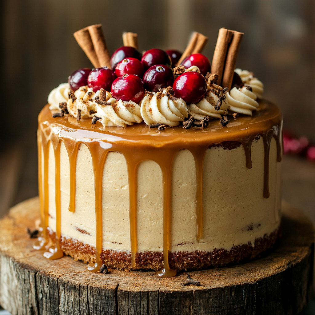 Gingerbread Cake with Cinnamon Cream Cheese Frosting and Caramel Drizzle