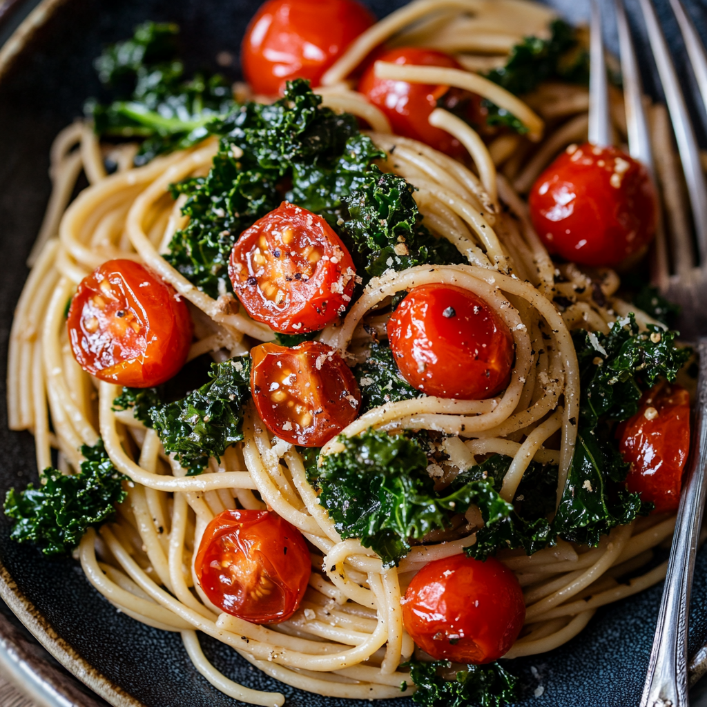 Easy Kale Tomato Pasta
