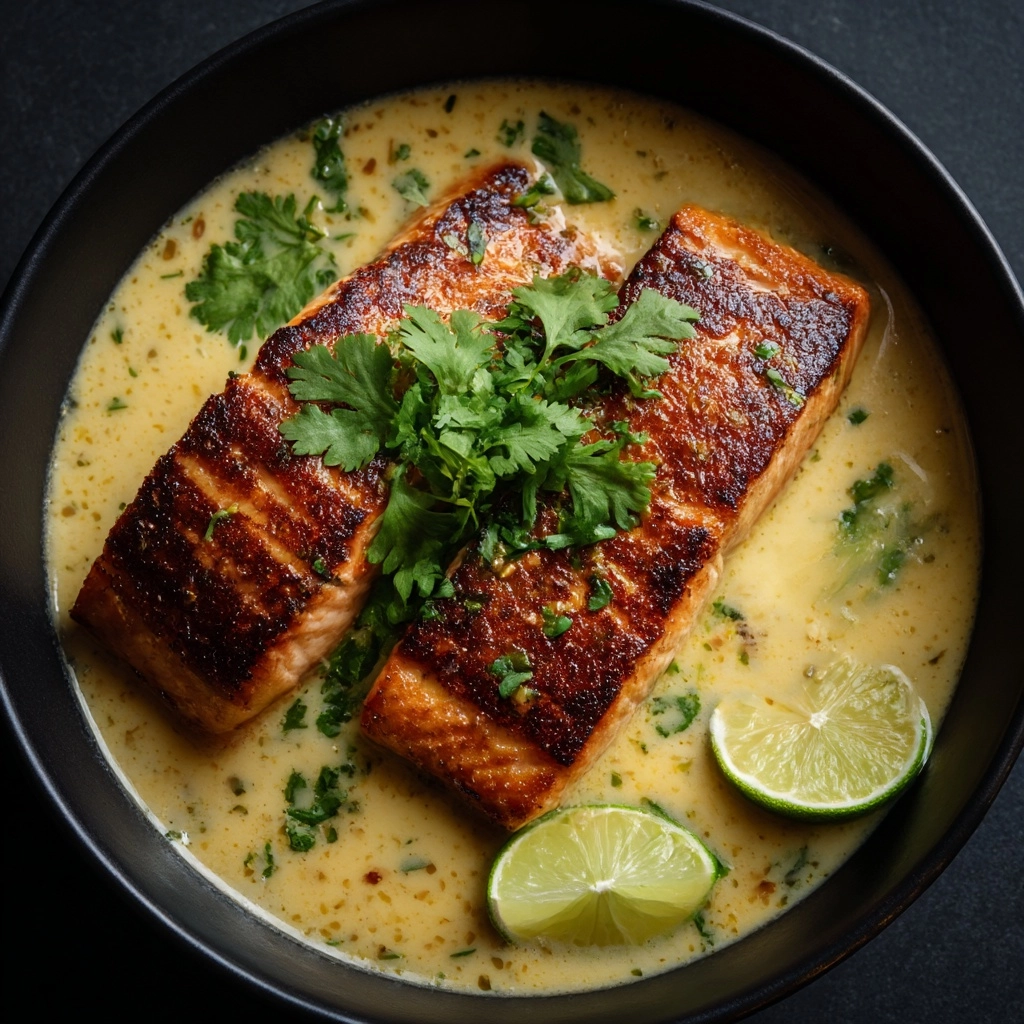 Poached Salmon in Coconut Lime Sauce Recipe - Recipe Image