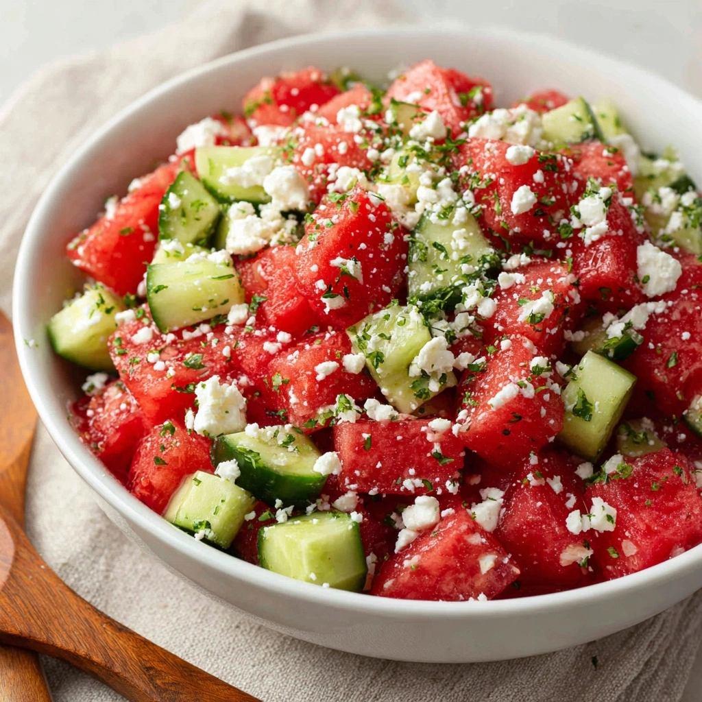 Watermelon Salad with Cucumber and Feta Recipe