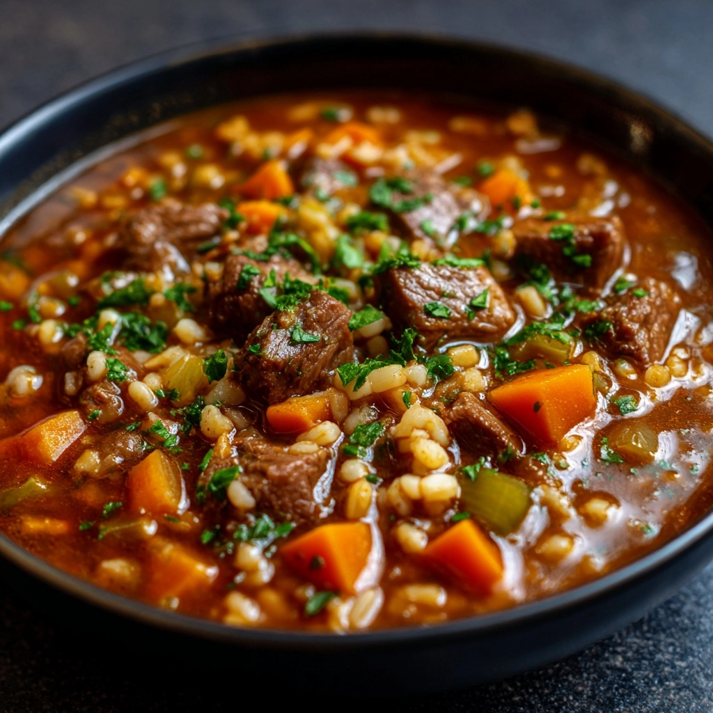 Slow Cooker Beef Barley Soup Recipe - Recipe Image