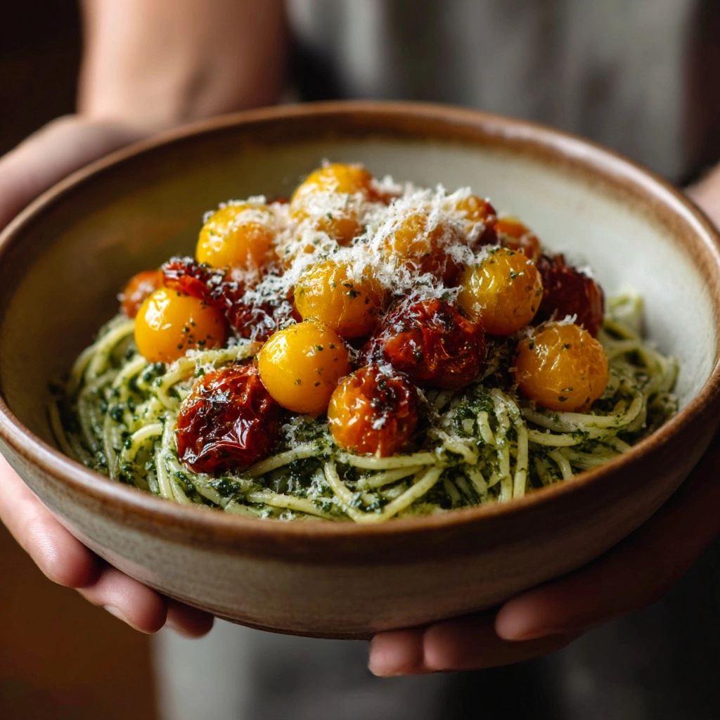Burst Tomato and Zucchini Spaghetti with Avocado Sauce Recipe - Recipe Image