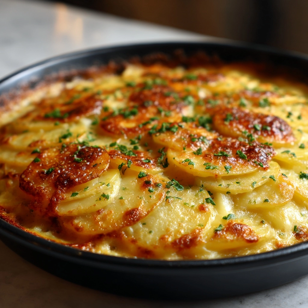 Crispy Parmesan and Gruyere Potato Gratin Recipe - Recipe Image