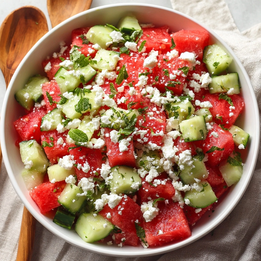 Watermelon Salad with Cucumber and Feta Recipe - Recipe Image