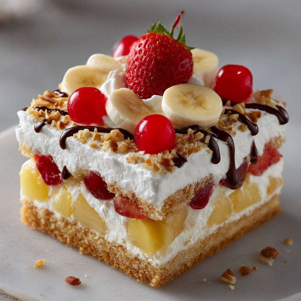 Easy No Bake Banana Split Recipe - Recipe Image