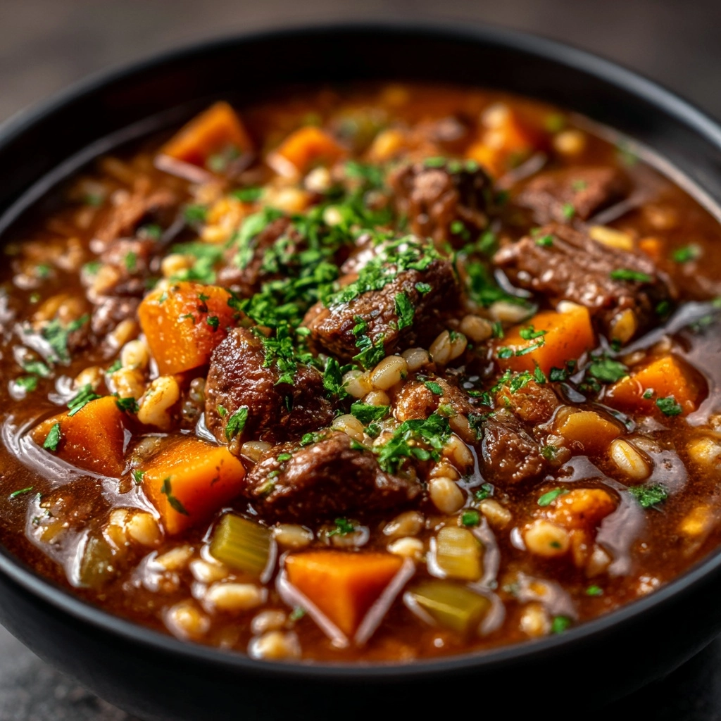 Slow Cooker Beef Barley Soup Recipe - Recipe Image