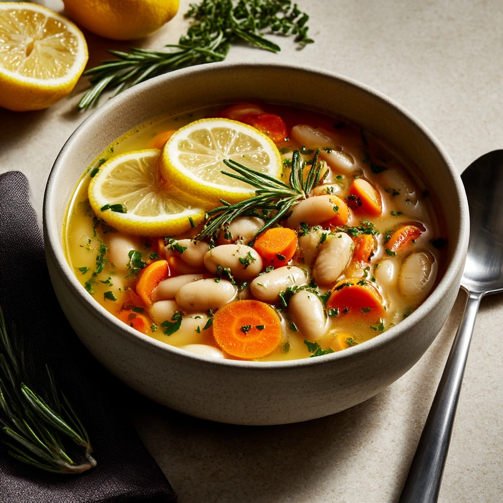 Easy Lemon Rosemary White Bean Soup Recipe - Recipe Image
