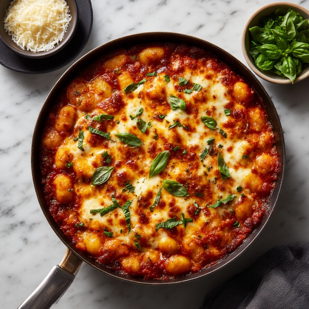 Three Cheese Baked Gnocchi with Spinach Recipe - Recipe Image