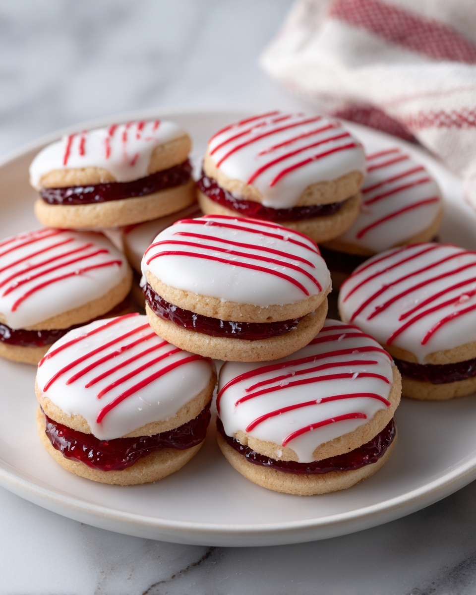 Striped Peppermint Sandwich Cookies Recipe - Recipe Image