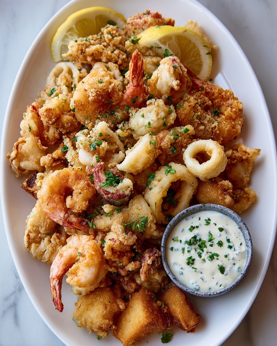 Fritto Misto: Crispy Italian Fried Seafood and Vegetables Recipe - Recipe Image