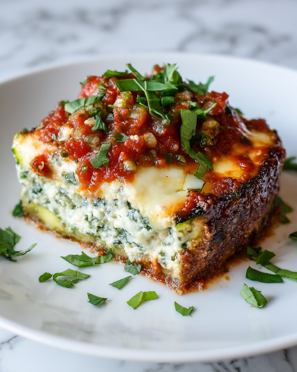 Layered Zucchini Ricotta Melts with Marinara Recipe - Recipe Image