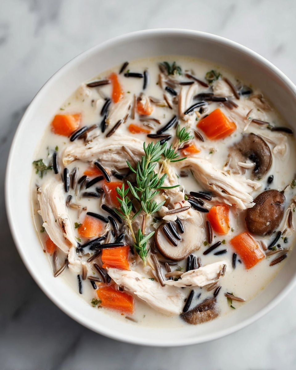Creamy Mushroom Chicken and Wild Rice Soup Recipe - Recipe Image