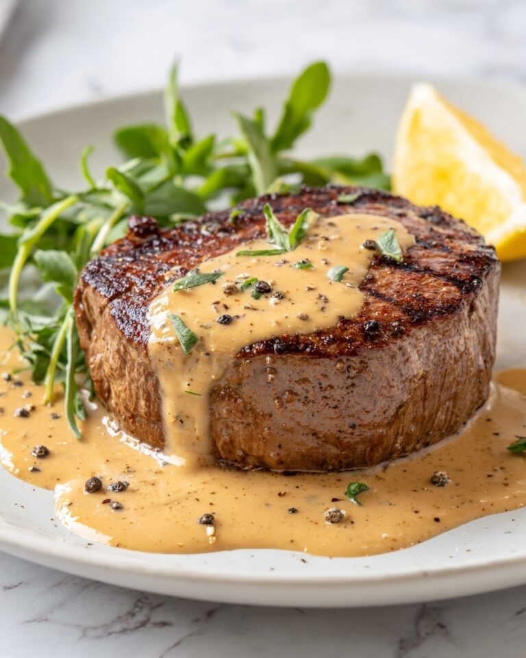 Filet Mignon with Creamy Peppercorn Sauce Recipe