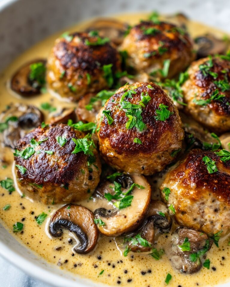 Creamy Mushroom Chicken Meatballs Recipe