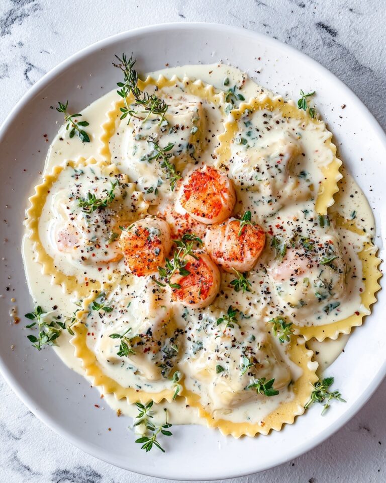 Lobster Ravioli with Creamy Garlic Herb Sauce Recipe