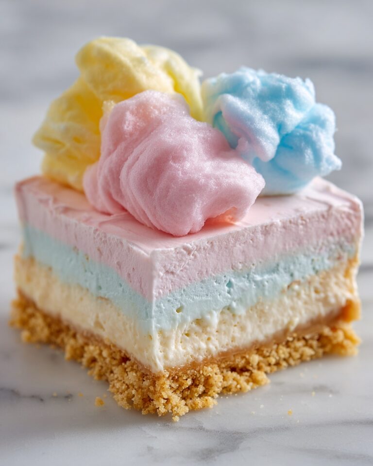 Cotton Candy Cheesecake Layered with Blueberry, Cherry, and Lemon JELLO Recipe