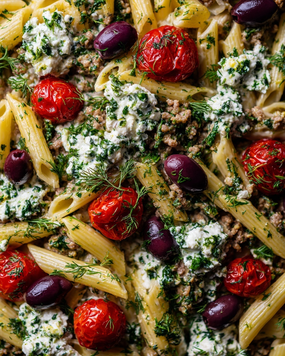 One-Pot Greek Gyro Pasta Bake Recipe - Recipe Image