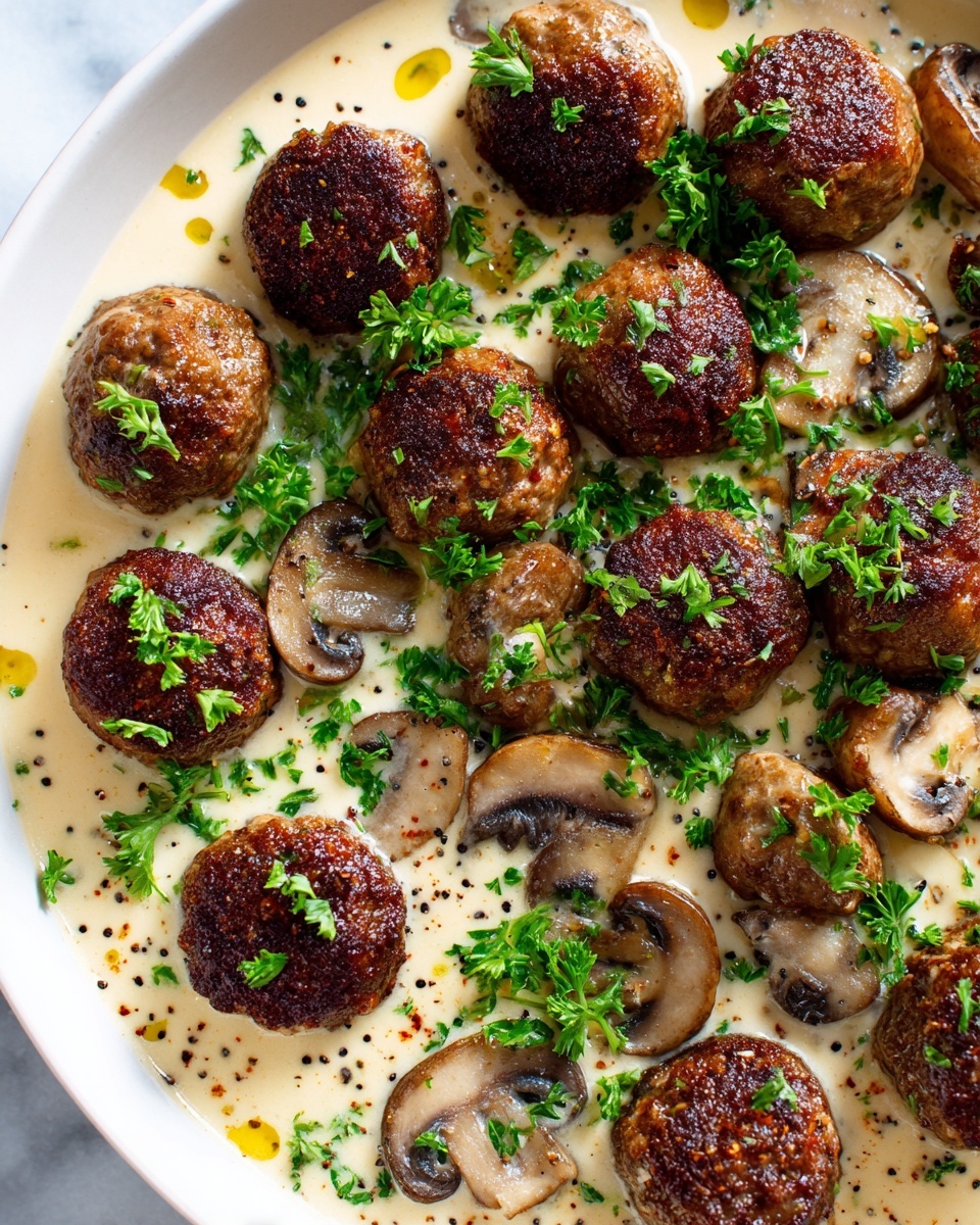 Creamy Mushroom Chicken Meatballs Recipe - Recipe Image