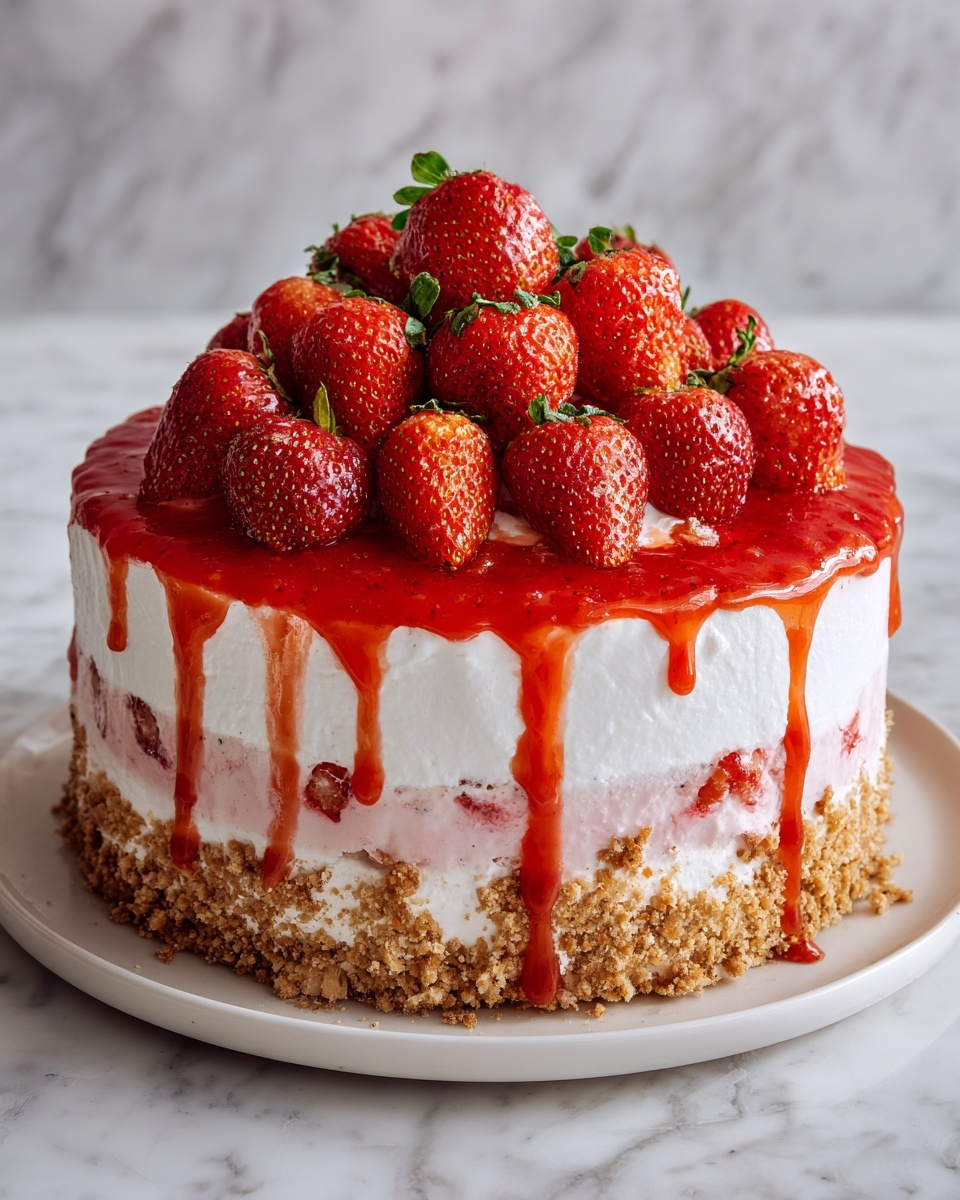 Strawberry Shortcake Cheesecake Cake Recipe - Recipe Image