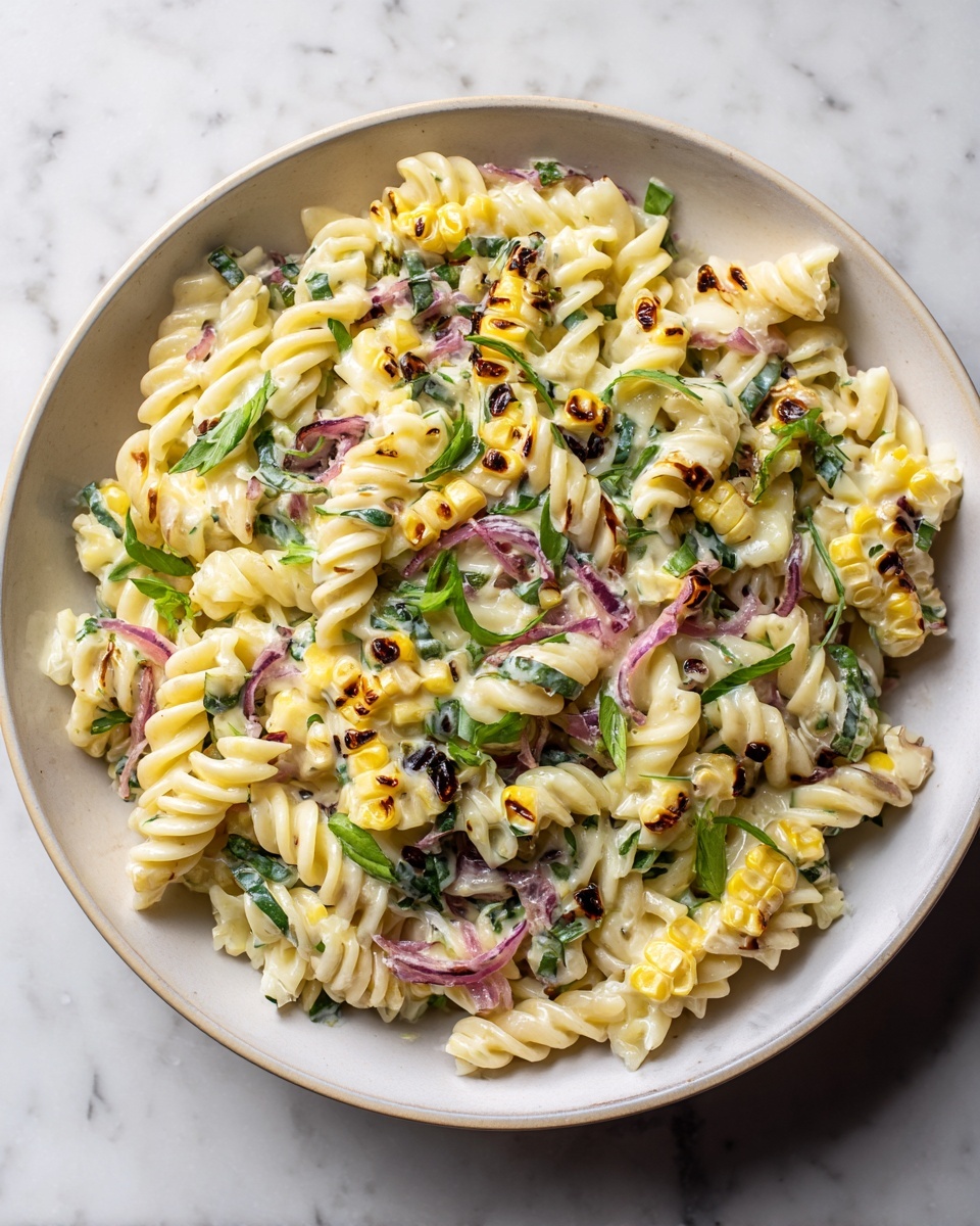 Creamy Street Corn Pasta Salad Recipe - Recipe Image