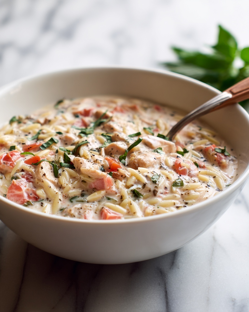 Slow Cooker Creamy Tuscan Chicken Orzo Recipe - Recipe Image