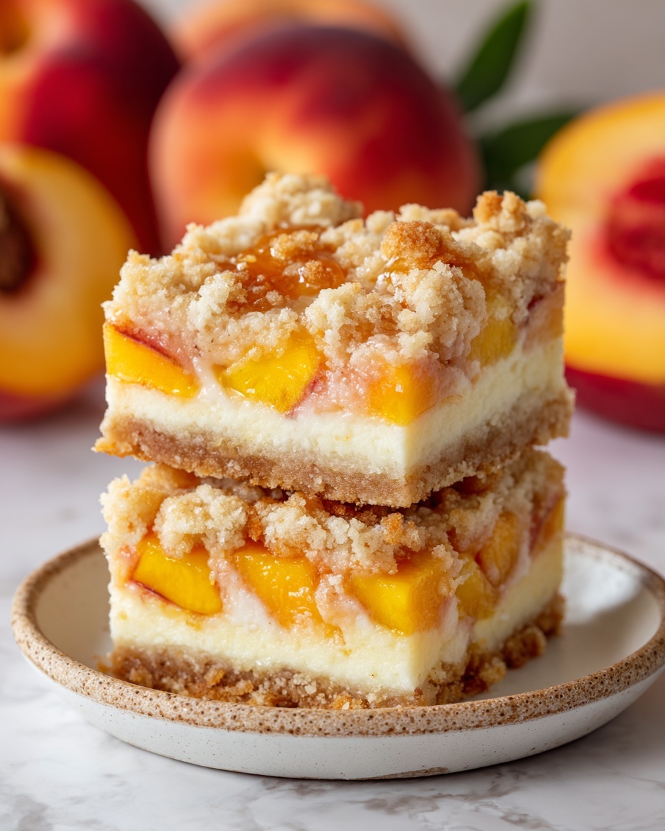 Peach Cobbler Cheesecake Bars Recipe - Recipe Image