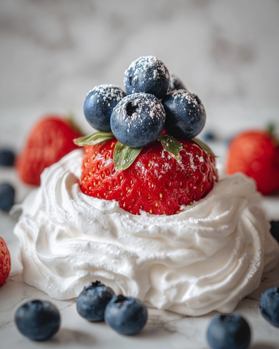 Red, White, and Blue Cheesecake Strawberries Recipe - Recipe Image