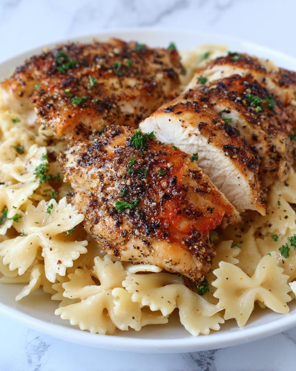 Lemon Garlic Chicken with Parmesan Bowtie Pasta Recipe - Recipe Image